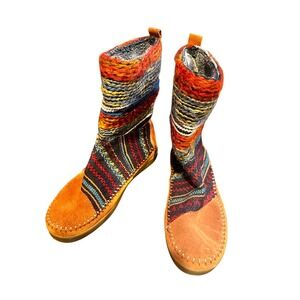 TOMS Women's Boho Kilim Aztec Print Suede Ankle Boots Size Unknown